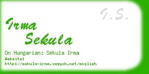 irma sekula business card